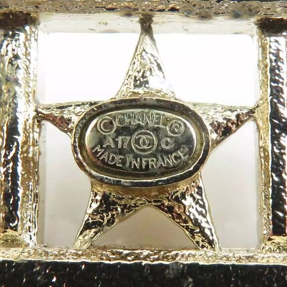 Auth CHANEL Logo Star Brooch Gold/Silver Metal/Rhinestone - Picture 6 of 16